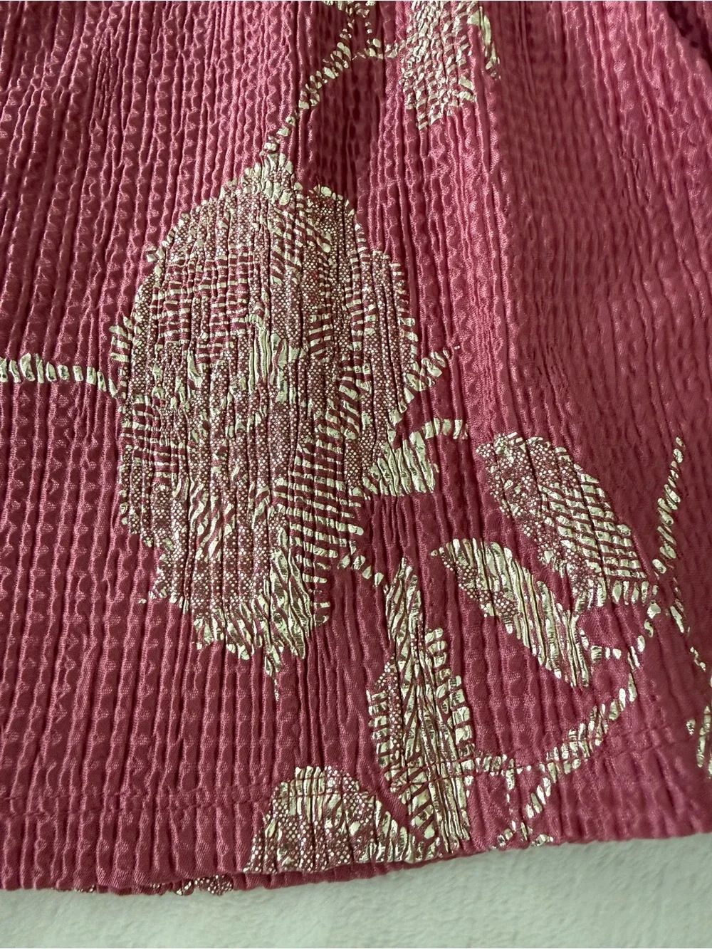Anthropologie Feather Bone Halter Tank Top Blouse Crinkle Floral Large Pink E10 - Picture 2 of 7